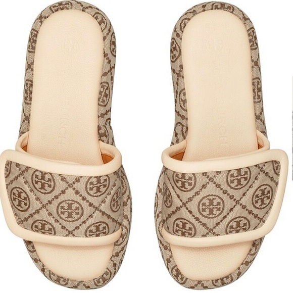 Tory Burch T Monogram Platform Bubble Slides Sz 8 - Picture 6 of 11